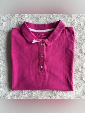 Talbots Polo Shirt Womens Petite Medium Pink Cotton Casual Short Sleeve Classic